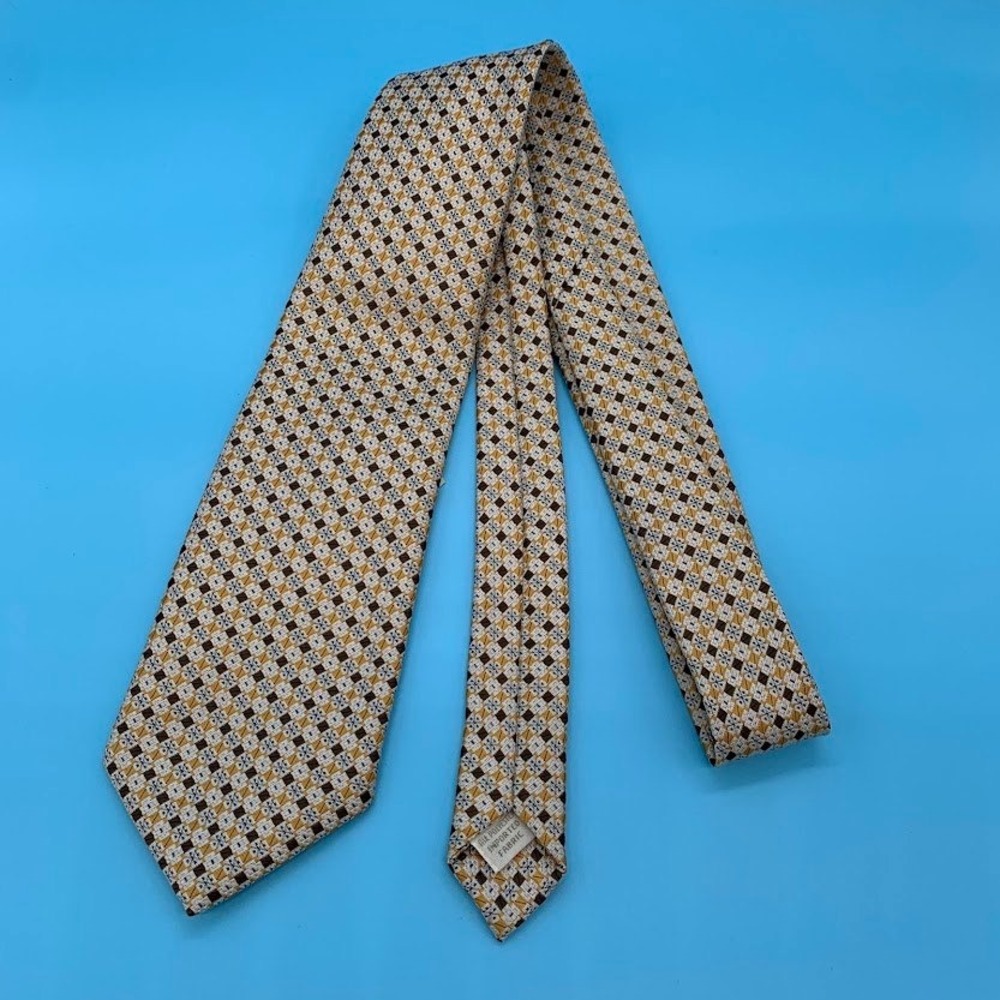 Beau Brummell Vintage Geometric Retro Yellow/Brown Men's Classic Neck Tie